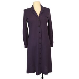 Butte Vintage‎ 70s 80s Womens Plum Purple Knit Sheath Shift Dress, 36 bust
